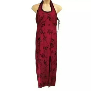 Women's Monika Maxi Strappy Back Dress Burgundy w Black Sequins